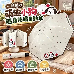 G-一鍵開收-萌趣小狗隨身防曬自動傘